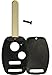 KeylessOption Key Fob Case Replacement for 2002 2003 2004 2005 2006 2007 2008 2009 2010 2011 2012 2013 2014 2015 2016 2017 Honda Remote Shell, 3-Button No Chip Slot Holder, No Programming Necessary
