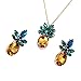 SXNK7 Sparkling Yellow Emerald Crystal Vintage Trendy Fruit Pineapple Earrings Stud Jewelry For Women (pineapple earring necklace sets)