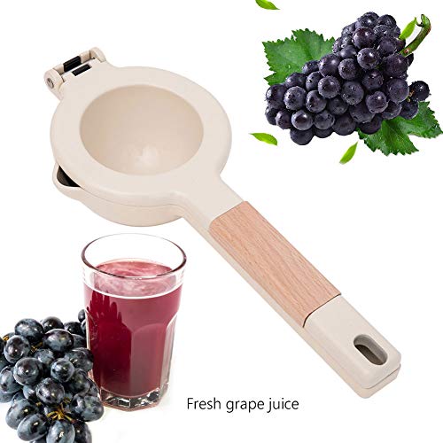 APWONE Lemon Lime Squeezer Citrus Manual Press Juicer, Creative Fresh Orange Grape Juicing Premium Food Grade Metal with Wooden Handle - Beige