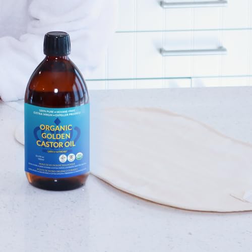 QUEEN OF THE THRONES Organic Golden Castor Oil - 500mL (16.91 Fl Oz (Pack of 1)) | 100% Pure & Expeller Pressed for Hair, Skin & Digestion | Hexane Free | USDA Certified