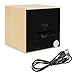 Powstro Clock Modern Wooden Cube Design Digital LED Desk Alarm Clock Voice Control Thermometer Timer Calendar