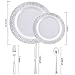 BUCLA 25 Guest Silver Plastic Plates with Disposable Plastic Silverware, Hammered Design Plastic Tableware include 25 Dinner Plates,25 Salad Plates,25 Forks, 25 Knives, 25 Spoons