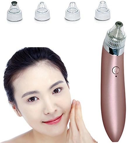 Blackhead Remover ,Luollove Facial Pores Cleanser with Four Shapes of Probes Portable Electric Cleanser with USB Charge (Rose Gold)