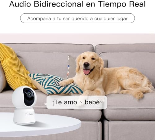 Câmera de vigilância wifi interna laxihub 2k / 3mp, câmera doméstica ptz 355 ° para animais de estimação, câmeras de vigilância doméstica wifi de 2,4 ghz com visão noturna, áudio bidirecional, compatível com alexa e aplicativo