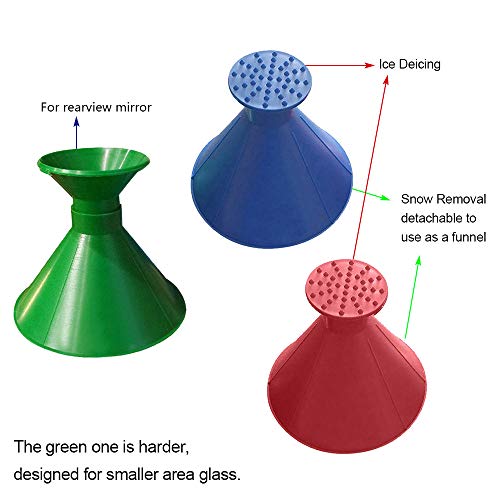 Ciao Life Ice Scraper Magic Funnel Round Windshield Ice Scrapers, Magic Car Cone-Shaped Snow Removal Tool