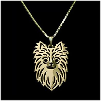 Long Haired Chihuahua Dog Necklace Gold-Tone