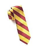 The Tie Bar 100% Woven Silk Twill Burgundy and Gold Striped Tie