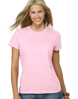 Hanes Womens 4.5 oz., 100% Ringspun Cotton nano-T T-Shirt (SL04)- PALE PINK,S