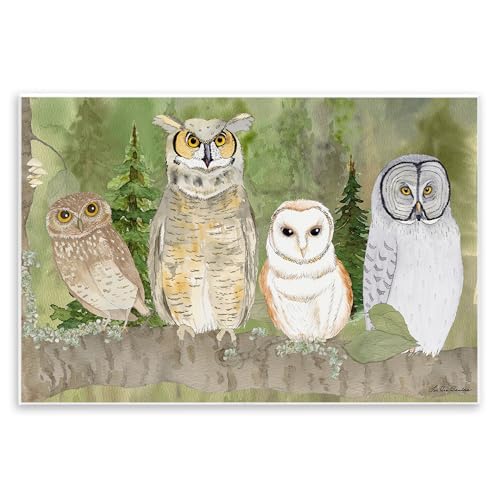 Stupell Industries Forest Owls on Perch Wall Plaque Art design by Lee Ann Sande…