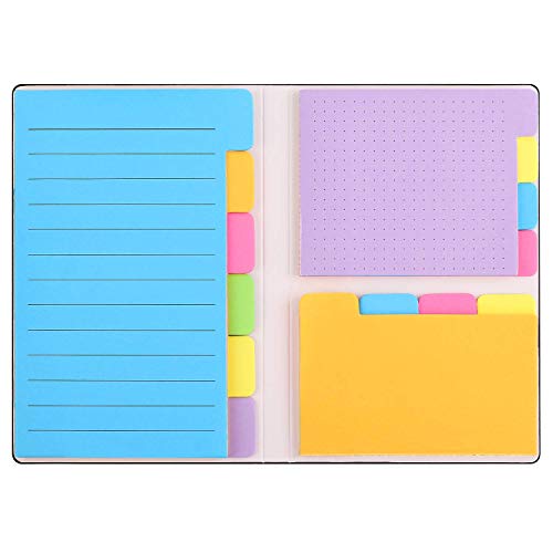 Sticky Notes Set with Bookmark Index - 140 Pages Divider Sticky Notes Bundle, 60 Ruled Lined Notes (4x6), 40 Dotted Notes (3x4), 40 Blank Notes (2.6x4) for Planner Bullet Journal Notebook Textbook