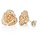 ZJchao Women Beige Yellow Rose Stud Earrings Gift for Her Dipped 24K Gold Crystal Flower Earring Jewelry Present for Wife Mom Girl Valentines Day, Anniversary, Birthday, Wedding (Beige)
