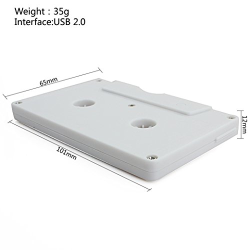 Usbkingdom 64GB USB 2.0 Flash Drive Cassette Tape Shape Thumb Drive Memory Stick Pendrive (White)