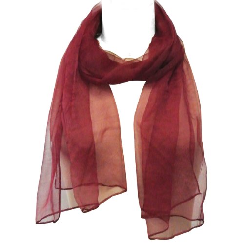 Wrapables Solid Color 100% Silk Long Scarf, Burgundy