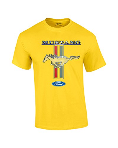 Ford Mustang T-Shirt Ford Mustang Pony & Stripes-yellow-large