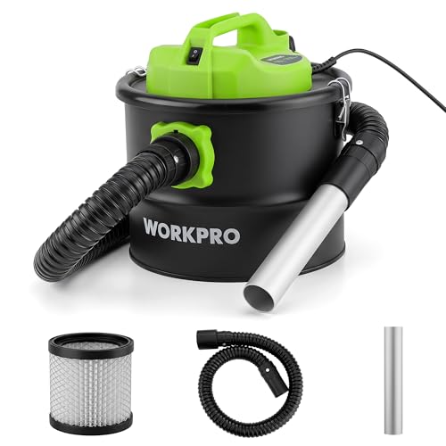 WORKPRO Aspirador de Cenizas 10L 700W con Función Soplado | Aspiracenizas para Chimeneas, Estufas y Barbacoas, Depósito Metálico, Filtro F9 Lavable, 16 kPa, Tubo Metálico
