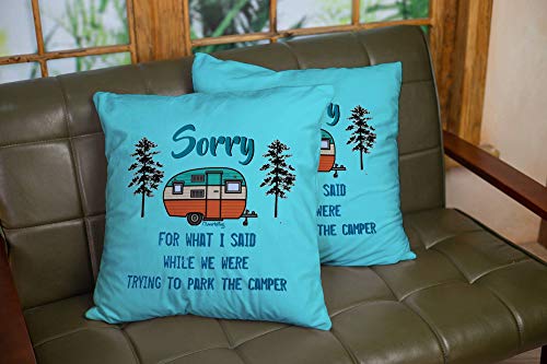 EMMTEEY Christmas Home Decor Throw Pillowcase for Sofa Cushion Cover,Christmas What i Said Parking rv Decorative Square Accent Zippered and Double Sided Printing Pillow Case Covers 18X18Inch,Set of 2