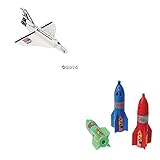 24 OUTER SPACE Party Favors - 12 ROCKET Kaleidoscopes & 12 SPACE SHUTTLE Foam Gliders - SCIENCE NASA Toys BIRTHDAY