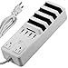 USB Power Strip Charging Station,2-Outlet AC Desktop Charger Dock Surge Protector with 4.5ft Cord 5.1A 4-Port USB Fast Charging Hub for Cell Phones