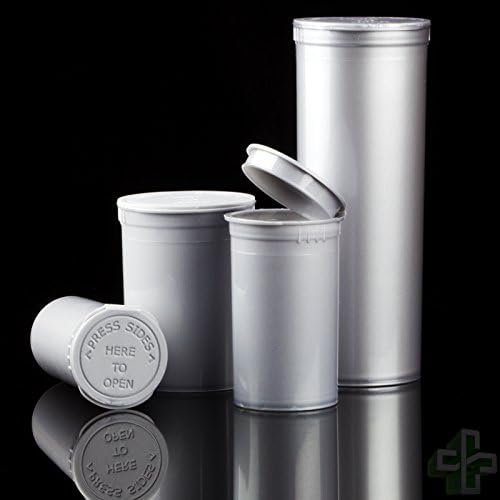 CPSC Certified Graphite Silver Pop Top Containers - Child Resistant (160, 30 Dram)