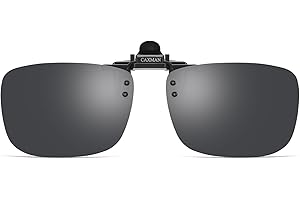 CAXMAN Polarized Clip-on Flip Up Metal Clip Rimless Sunglasses for Prescription Glasses