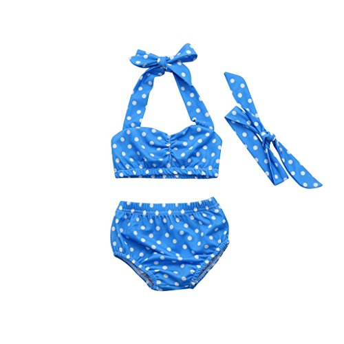Leegor 3Pcs Baby Swimsuit, Infant Girls Swimwear Straps Dot Swimsuit Bathing Bikini Set Outfits