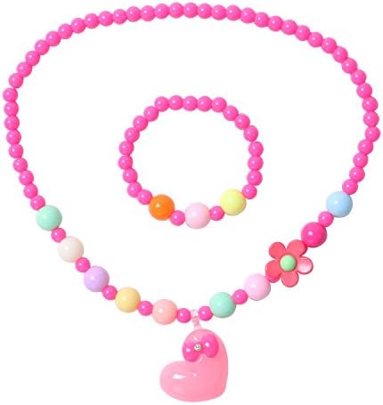 Love Necklace Bracelet Set Cute Jewelry Pendant Fashion Jewelry for Toddlers Girls Children