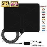 TV Antenna, Indoor TV Antenna for Digital HDTV, Super Long Range Access Freeview Indoor Digital HDTV Antenna, Build in Newest techno with 1080P VHF/UHF/FM Stronger Reception and Steady Transmission