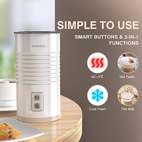 HadinEEon Milk Frother, Electric Hot Cold Milk Steamer, Soft Foam Maker
