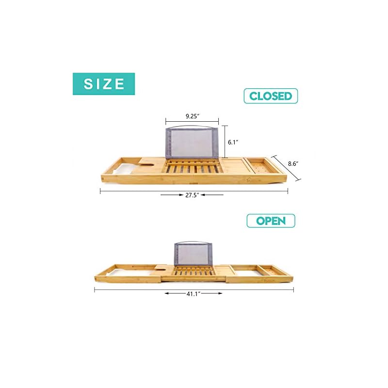 Bandeja de Bambú para Bañera Caddy con Vino, Libro y Jabón, Idea Baño