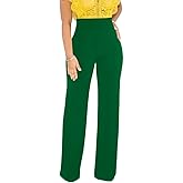 Women Stretchy Straight Leg Dress Pants Comfy Solid Classic High Waisted Wide Leg Long Bootcut Pant Slacks Work Office