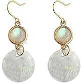 JustMoMoMin Sparkling Resin Handcrafted Sea Shell Dangle Drop Statement Earrings for Women