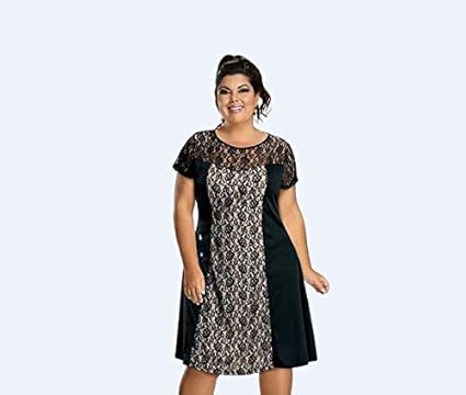 vestido evase preto plus size