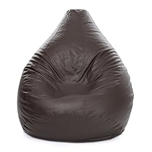 Style Homez Premium Leatherette Classic Bean Bag XXXL Size Chocolate Brown Color, Cover Only