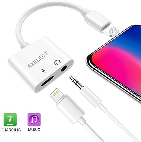 AXELECT 3.5mm Headphone Jack Adapter, Headphones Earphone Adapter Splitter 2 in 1 Audio Jack and Charger Adapter Connector for IP X/8/8 Plus/X/7/7 Plus