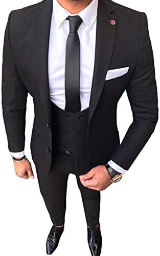 Men's 3 Piece Men Suit Slim Fit Notch Lapel Formal Wedding Jacket Groomsmen Tuxedos(Blazer+Vest+Pant)