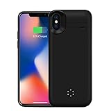 ZTESY iPhone X Battery Case, iPhone X 5000mAh Capacity Support Lightning Port Headphones Portable Charger Case Rechargeable Extended Battery Pack Charging Case with Kickstand for iPhone X -Black