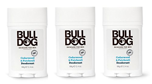 Bulldog Mens Skincare and Grooming Cedarwood Patchouli Deodorant, 2.4 OZ, PACK-3
