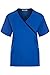 MedPro Women's Contrast Trimmed Solid Medical Scrub Set Mock Wrap Top and Cargo Pants Royal & Black M