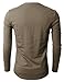 H2H Mens Henley T-shirts with Long Sleeve, Khaki, US M (Asia L)