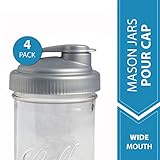 reCAP Mason Jars Lid POUR Cap, Wide Mouth, Silver - 4 Pack - BPA-Free, American Made Ball Mason Jar Lids for Preparing, Serving & Storage, Spill Proof - Made with No-Break Materials