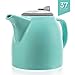 Tealyra - Drago Ceramic Teapot Turquoise - 37oz (4-6 cups) - Large Stylish Teapot with Stainless Steel Lid Extra-Fine Infuser To Brew Loose Leaf Tea - Leed-Free - 1100ml