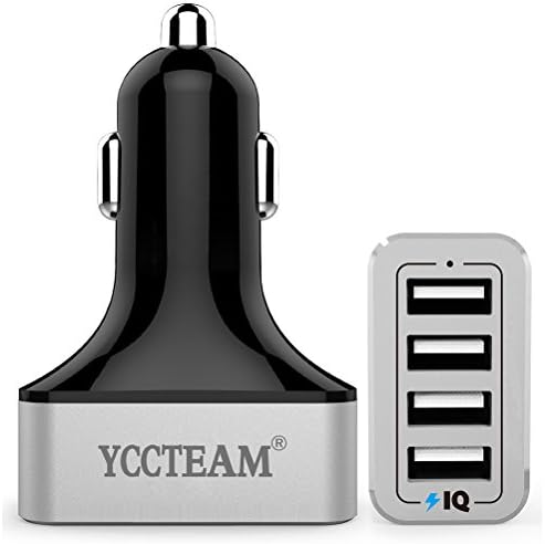 USB Car Charger,YCCTEAM Premium Aluminum 4-port USB 9.6 A 48W Universal Multi Port Car Charger for Apple iPhone, iPad, Samsung, Android and Windows Smartphones and Tablets (Slivery)