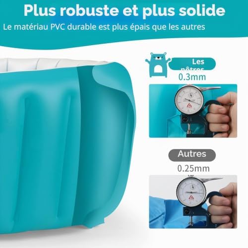 Baignoire Bébé 0-3 Ans, Gonflable Pliable Antidérapante Douce pour Douche, Portative - Bleu