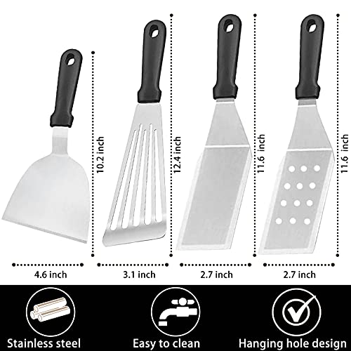 Metal Fish Spatula Turner Set of 4, Stainless Steel Kitchen Spatula for Pancake, Smash Burger