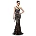 Leyidress Women's Sexy Sequins Trumpet Mermaid Dresses Evening Dress Long Party Prom Gown 4 Black