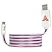 iasg Micro USB Cable Flat LED Pink Light Up Visible Illuminated Data Sync Charging Cable for Samsung Sony HTC Android Smartphones&Tablets 3.3Ft (Pink Purple Light)
