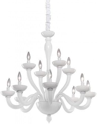 Artcraft Lighting Milk Glass 12-Light Chandelier, White