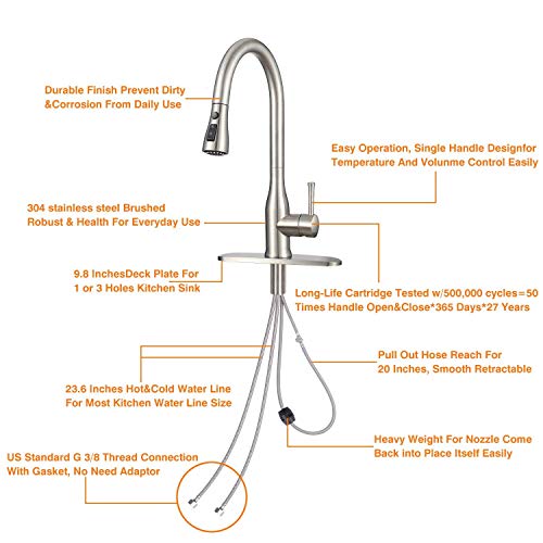 image for Stainless Faucet MSTJRY Commercial Kitchen Faucet with Pull Down Spray