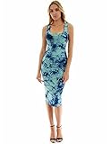 PattyBoutik Women Tie-Dye/Solid Sleeveless Dress (Light Blue Dark Blue 32 Medium)
