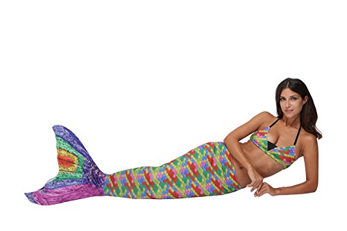 1stvital Mermaid Tails Bikini Swimsuit Swimmming Costume With Monofin For Girls, Multi 8